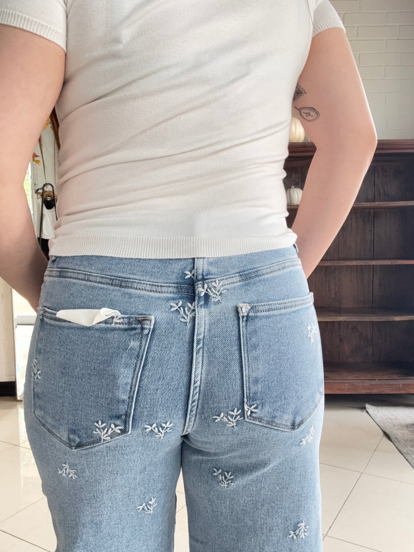 Lily Embroidered Barrel Denim