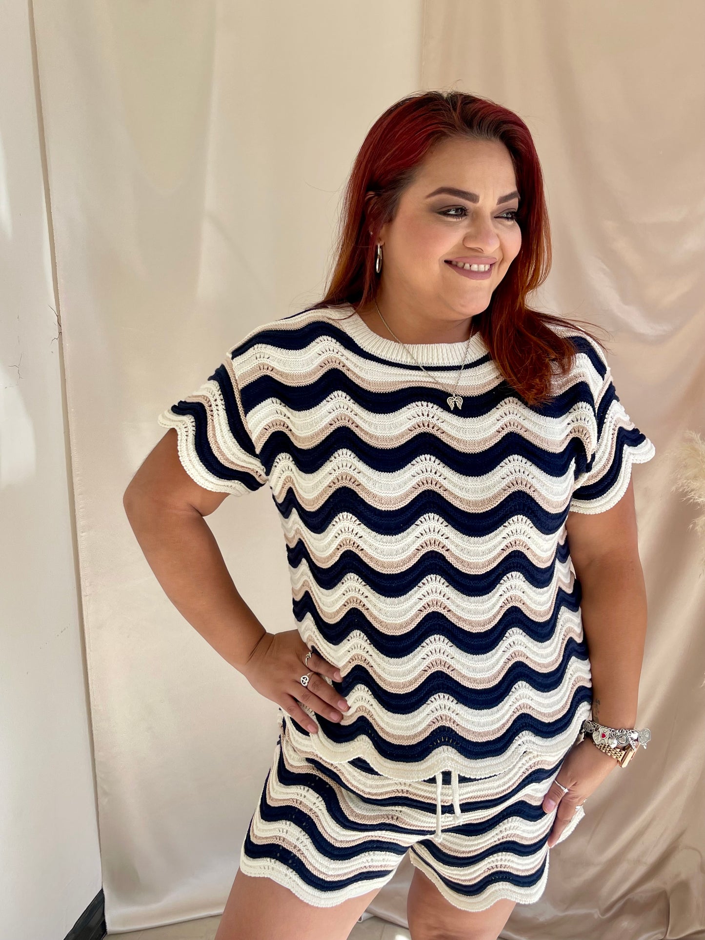 Travel In Style Crochet Top- Navy