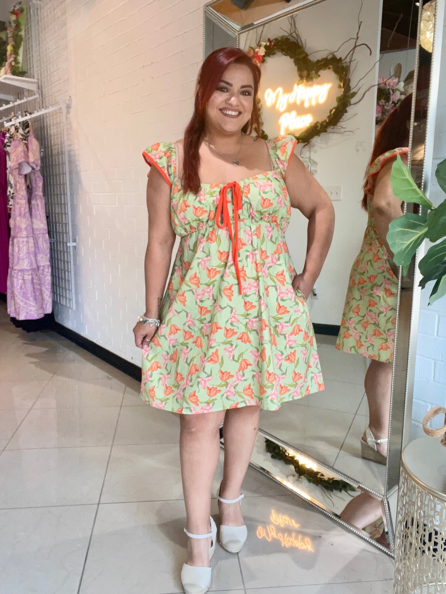 Take Me On A Picnic Mini Dress - Sage