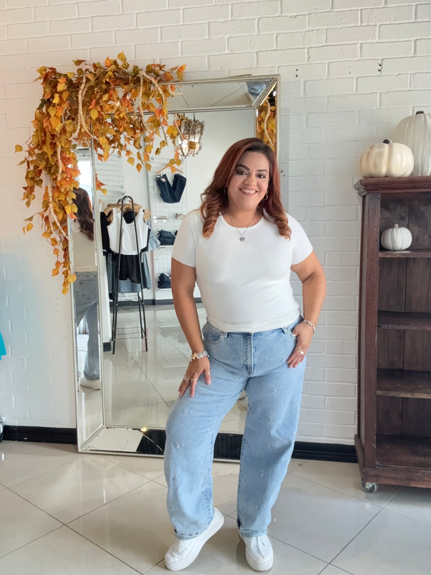 Lily Embroidered Barrel Denim