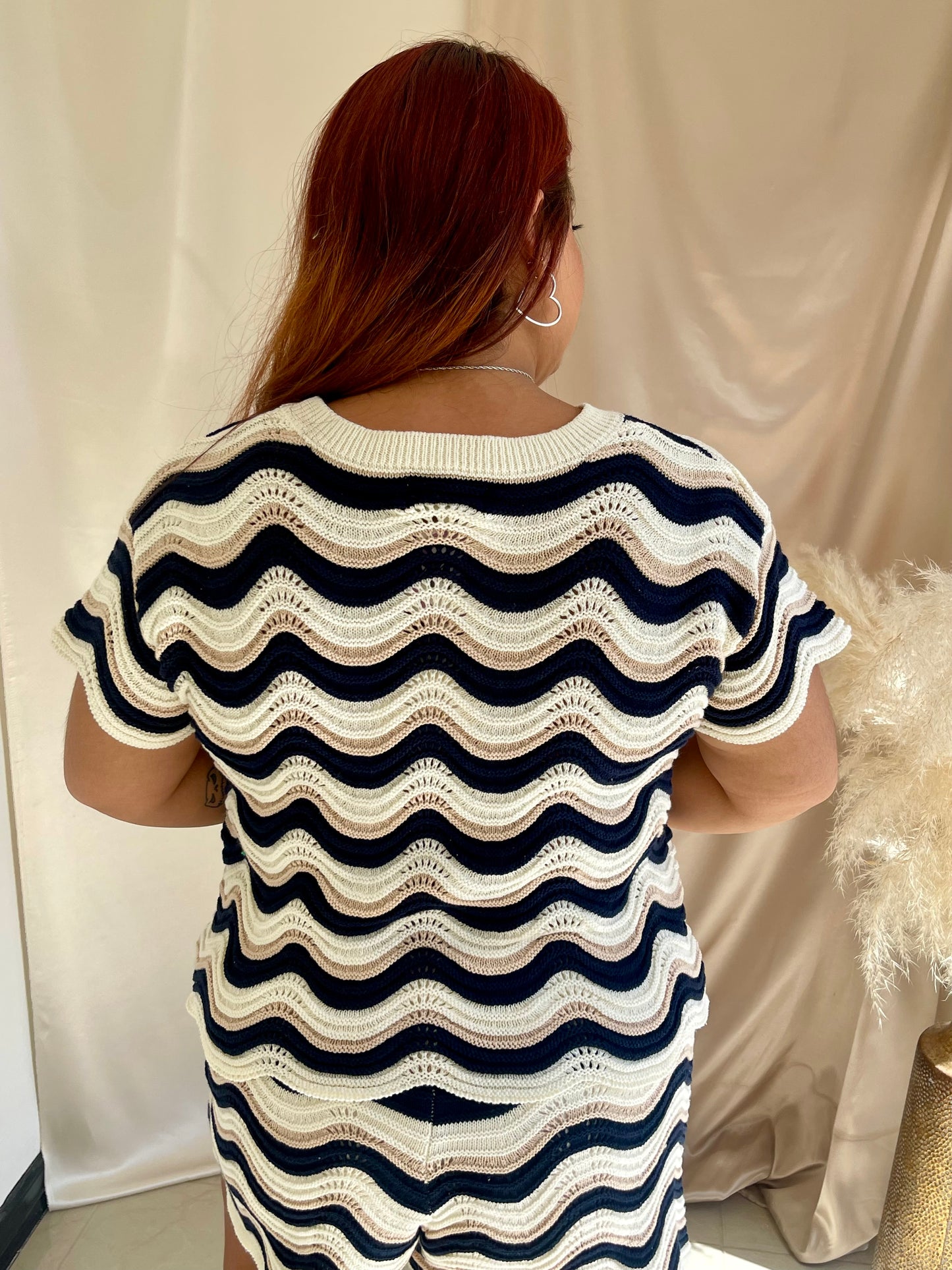 Travel In Style Crochet Top- Navy