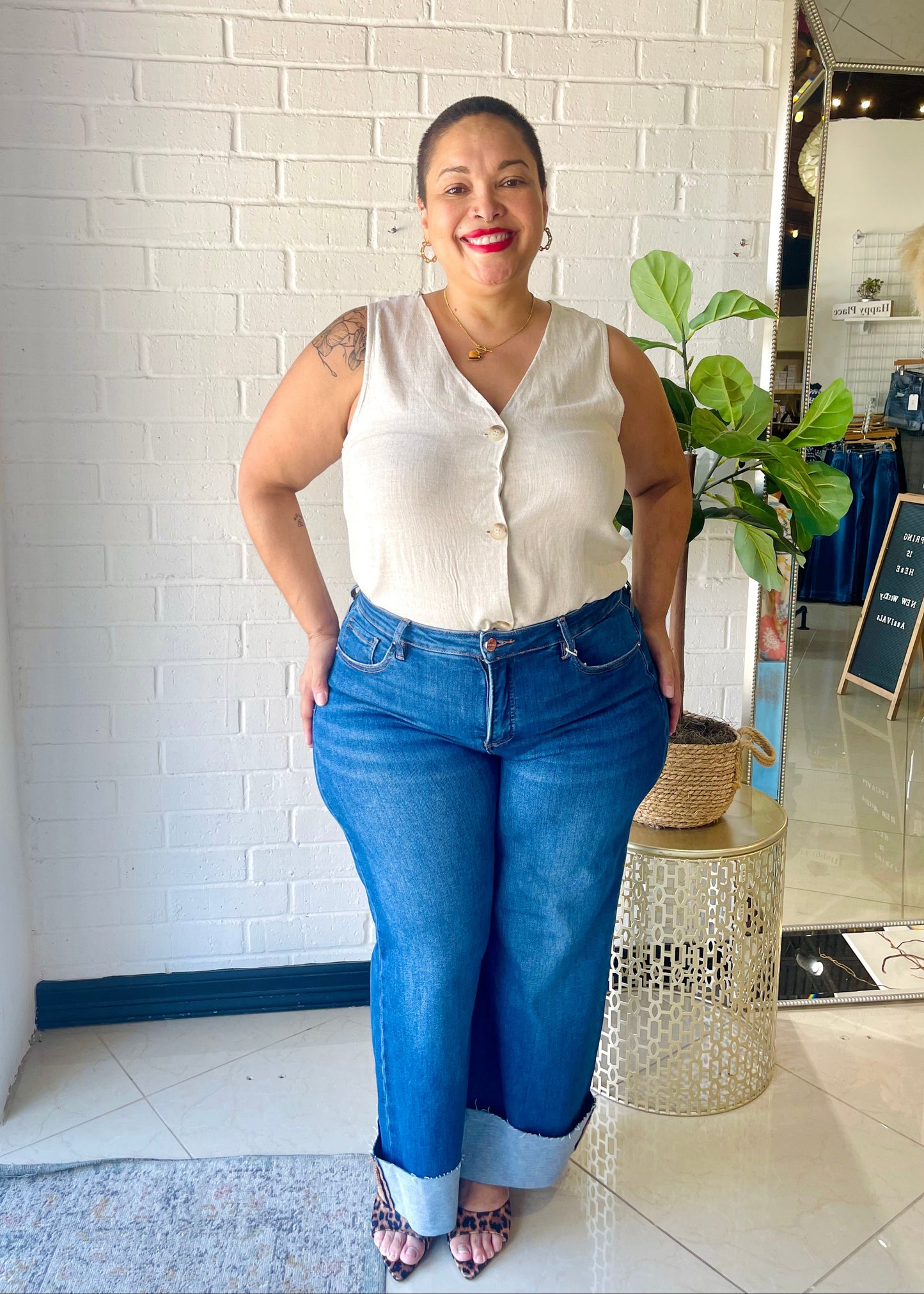 Ale Tummy Control Cuffed Jeans - Dark