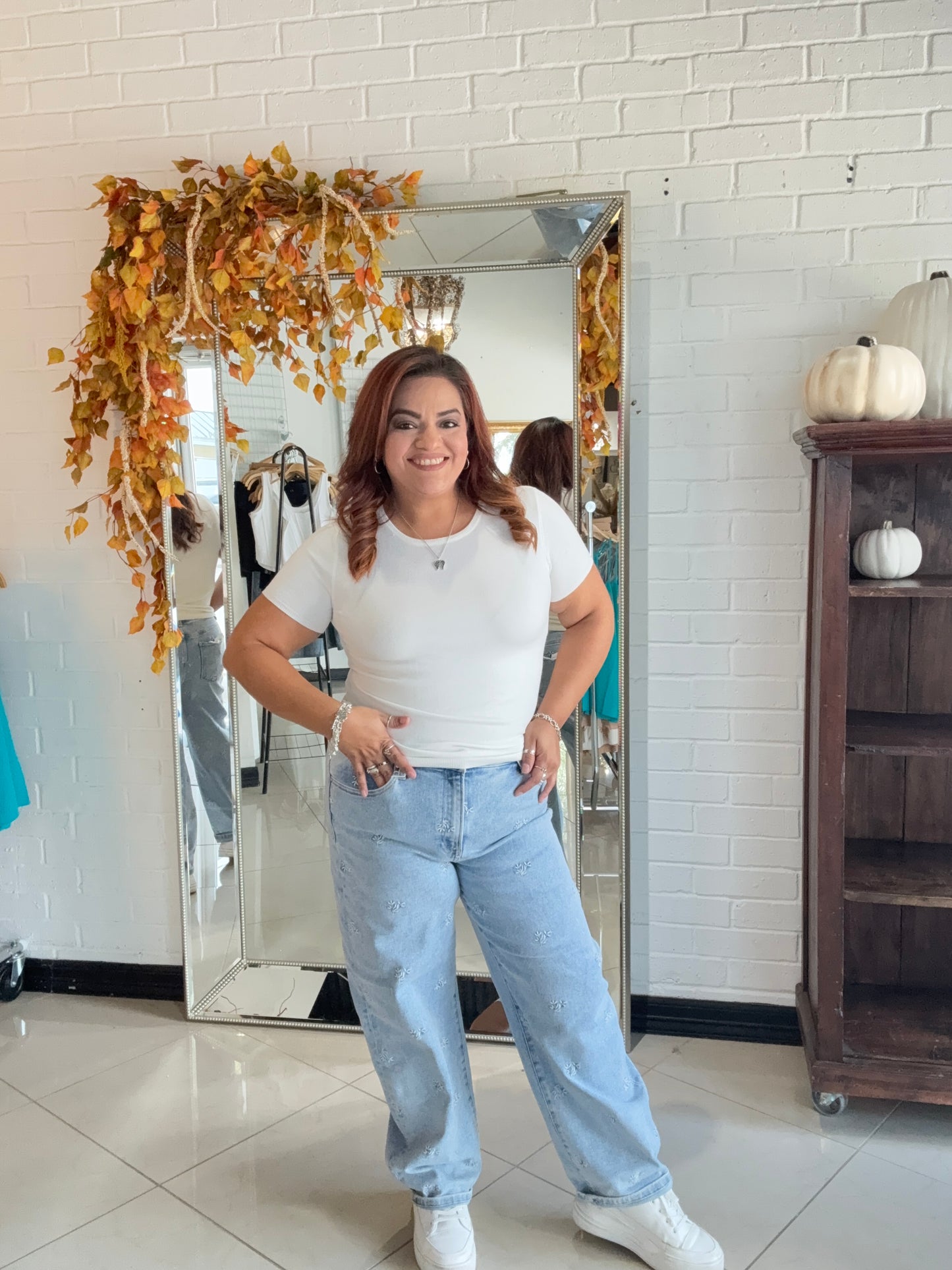 Lily Embroidered Barrel Denim