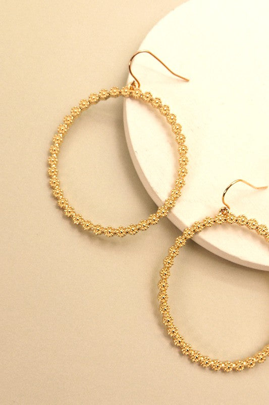 Flower Dangle Hoop Earrings