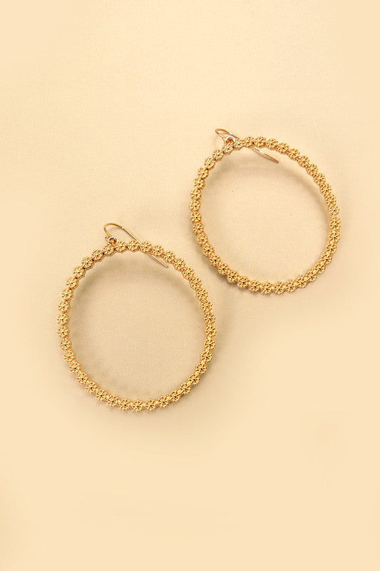 Flower Dangle Hoop Earrings