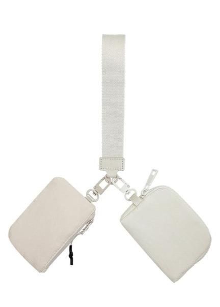 Dual Pouch Wristlet Keychain - Beige