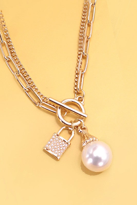 Lock Charm Toggle Necklace