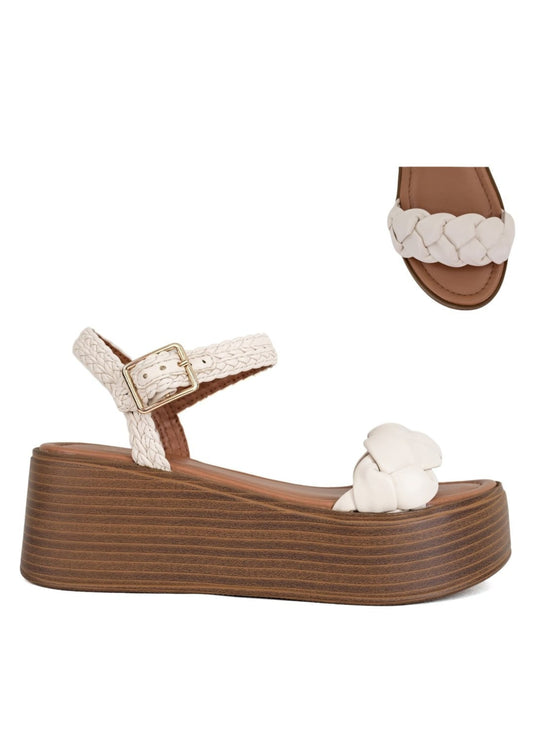 The Chase Braided Platform Sandals - Bone