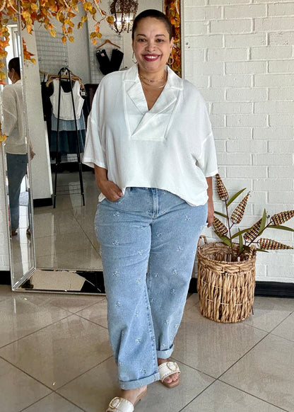 Lily Embroidered Barrel Denim