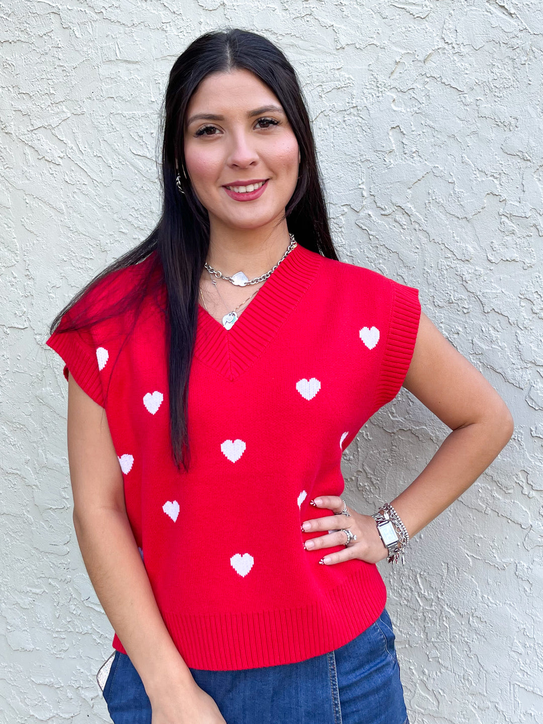 Sweet Cupid Sweater Vest - Red