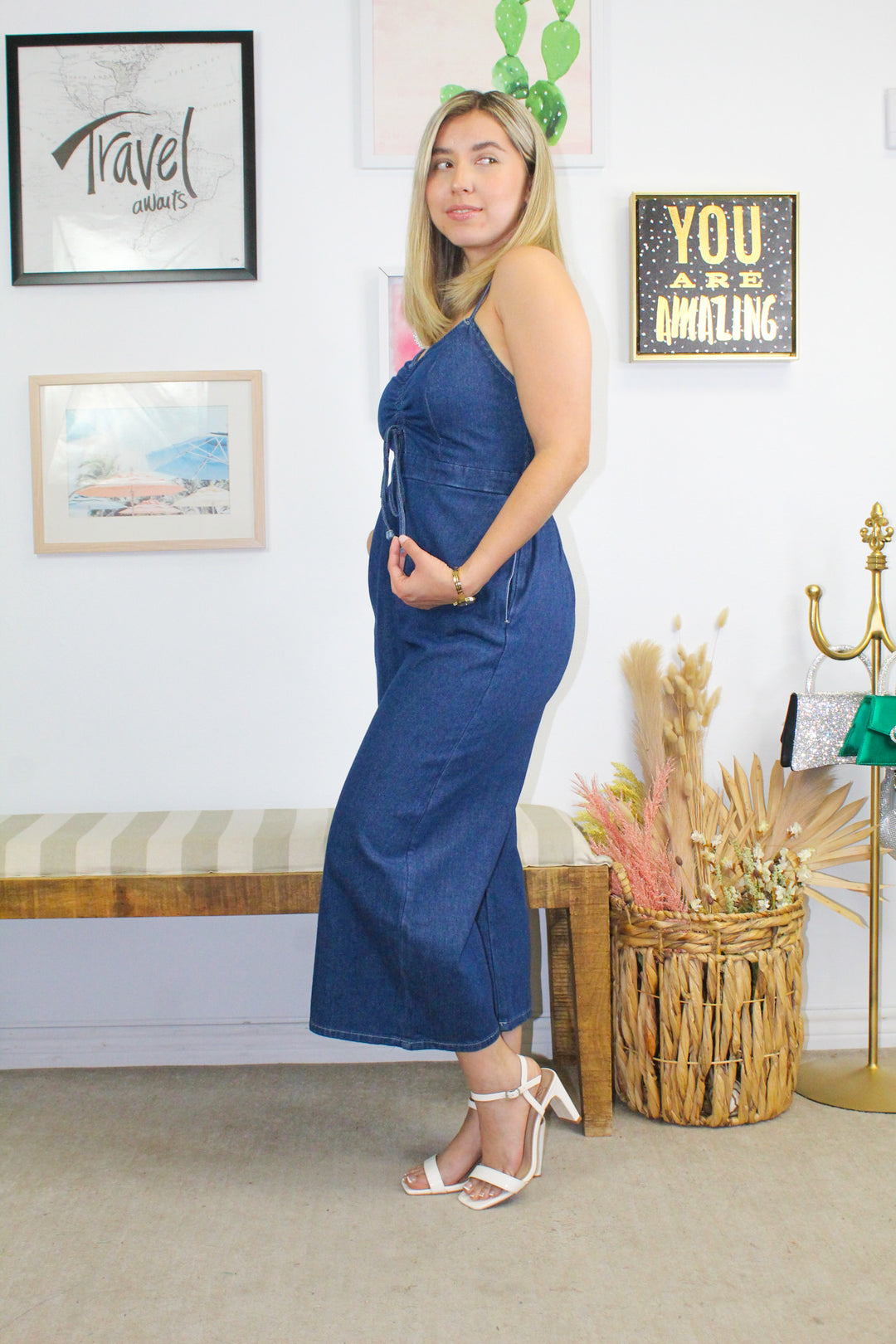 Jumping for Joy Chambray Denim Jumpsuit
