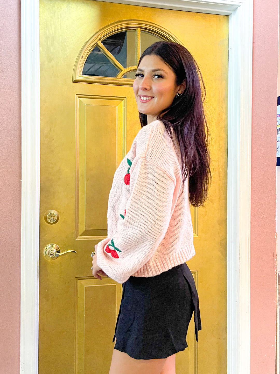 Hello Cherry Cardigan - Pink