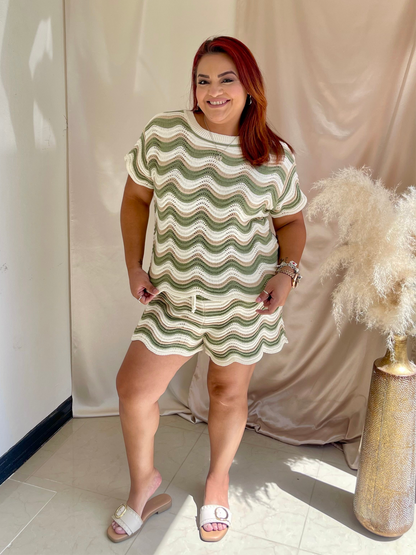 Travel In Style Crochet Shorts- Olive