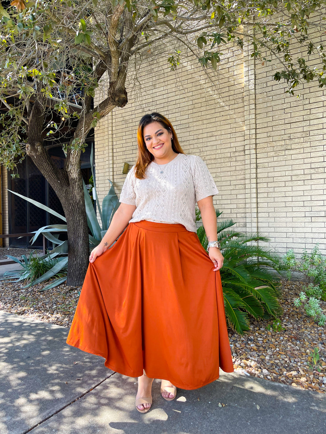 Fall is My Favorite Midi Skirt - Cinnamon