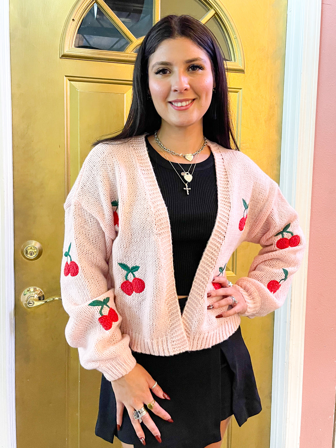 Hello Cherry Cardigan - Pink