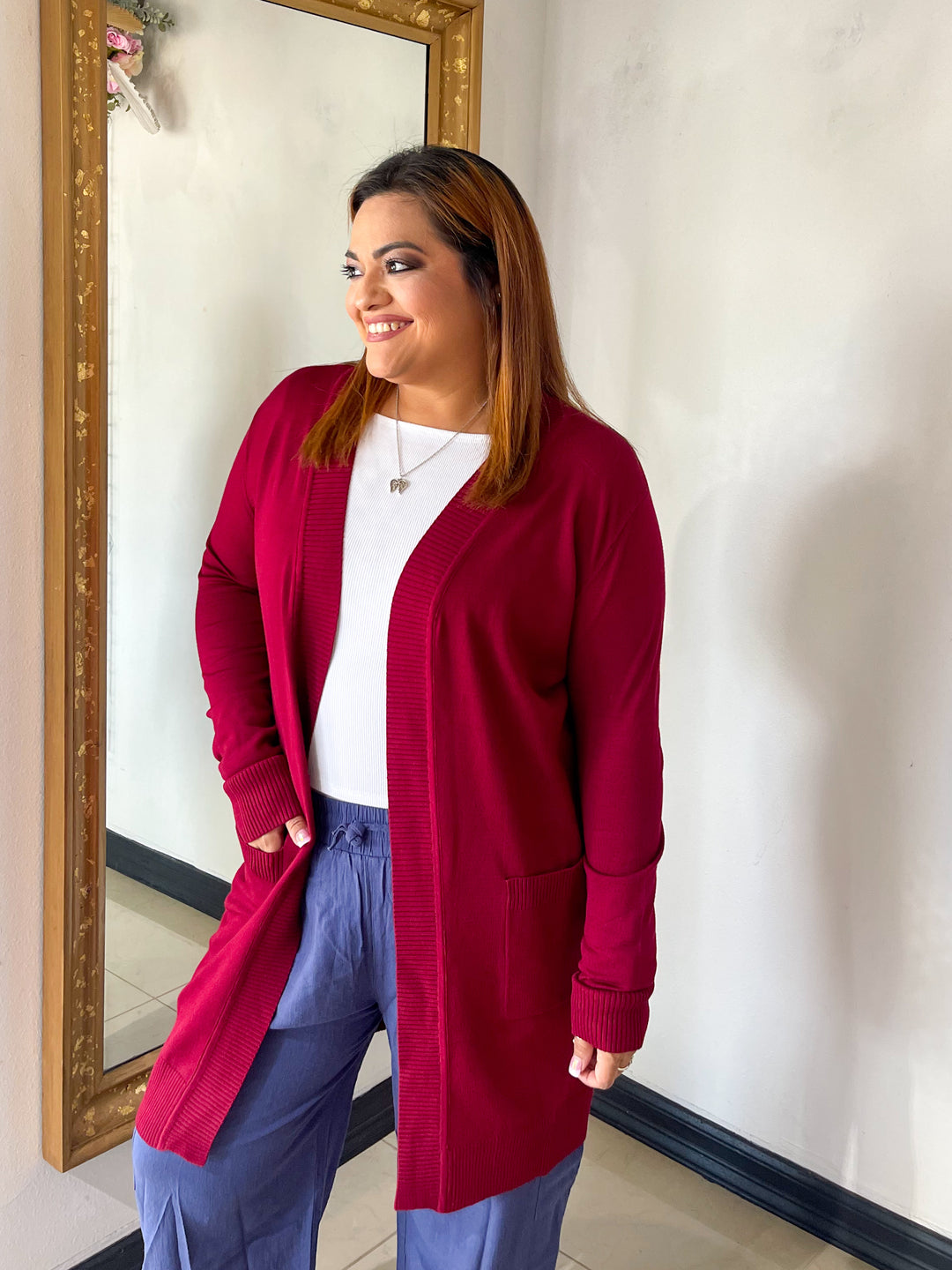 Grab N' Go Tunic Cardigan - Wine