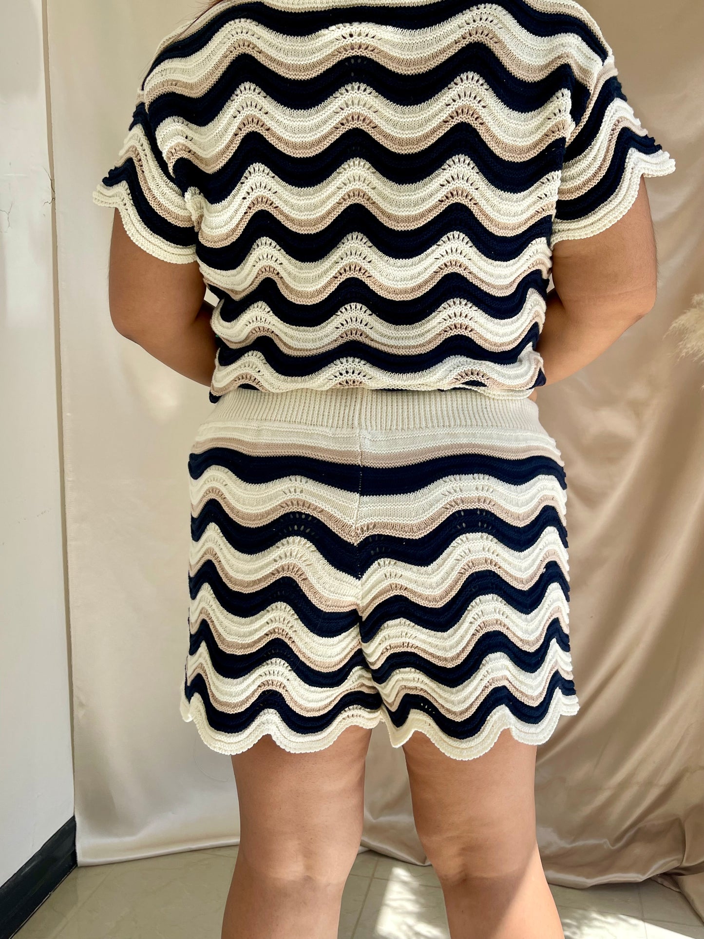 Travel In Style Crochet Shorts- Navy
