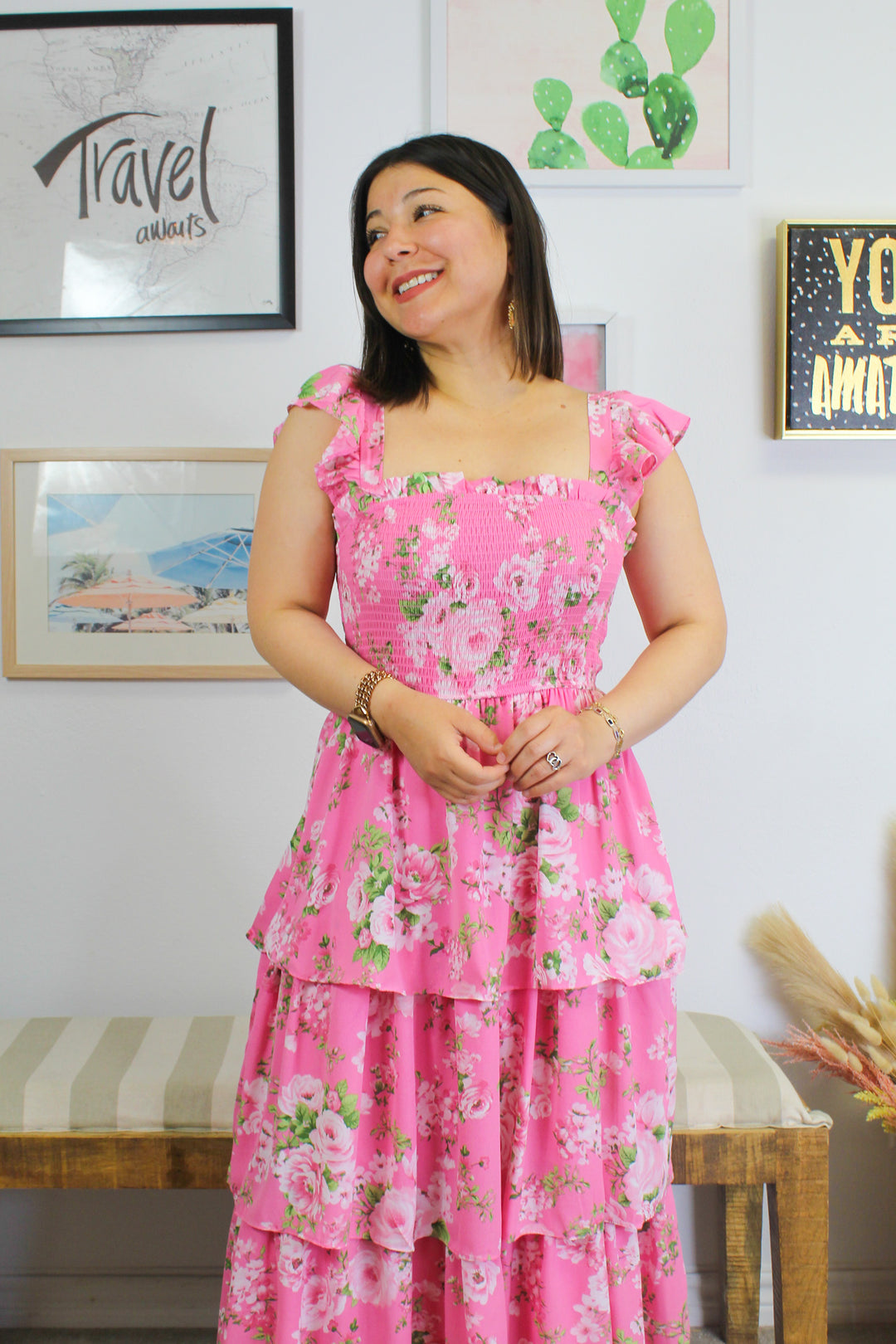 Ready To Attend Floral Tiered Midi Dress