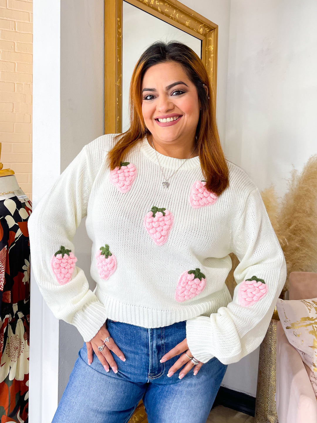 Sweet Strawberry Sweater - Off White