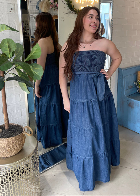Western Glam Denim Maxi