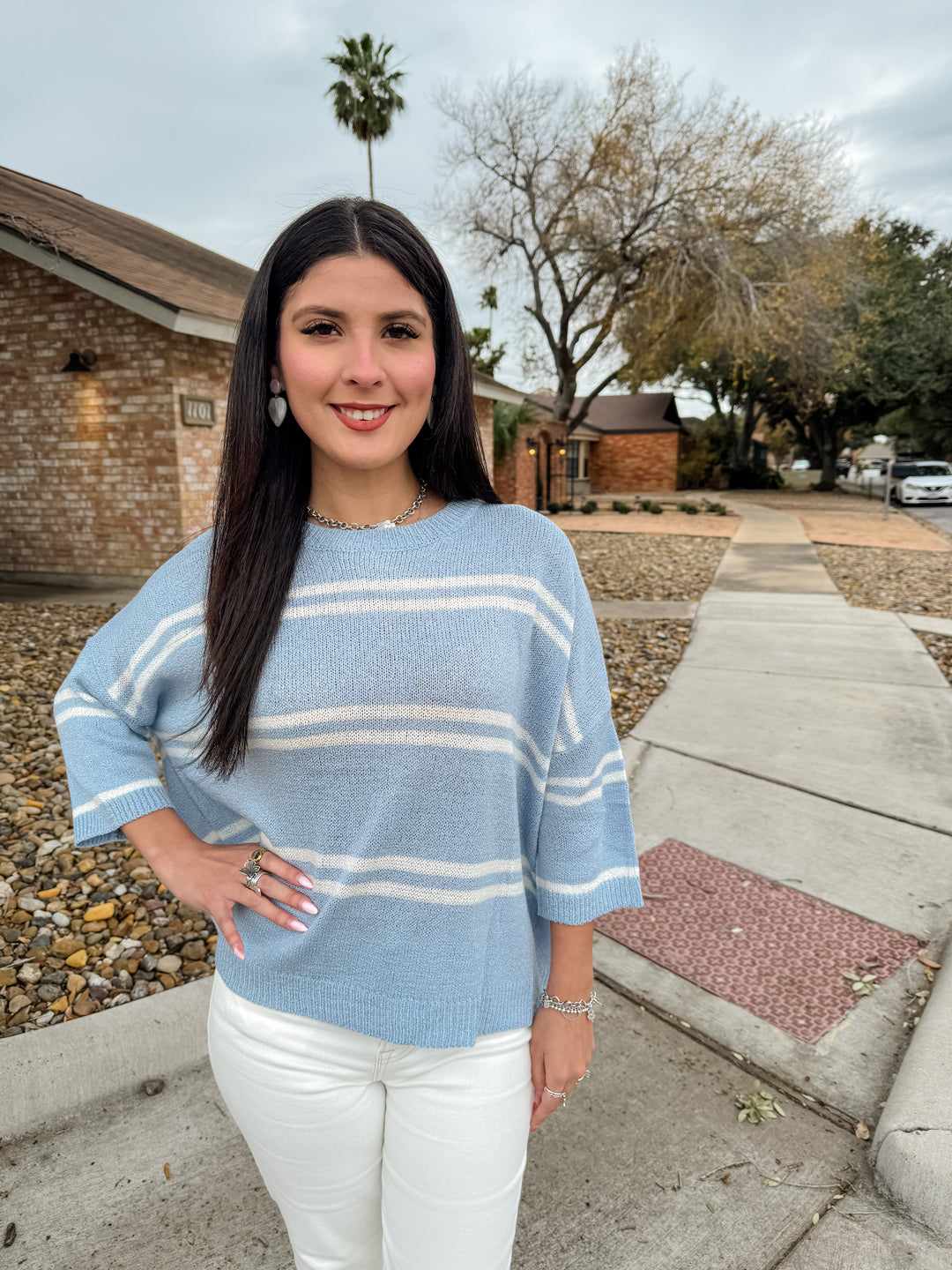 The Dora Striped Light-Weight Sweater Blouse