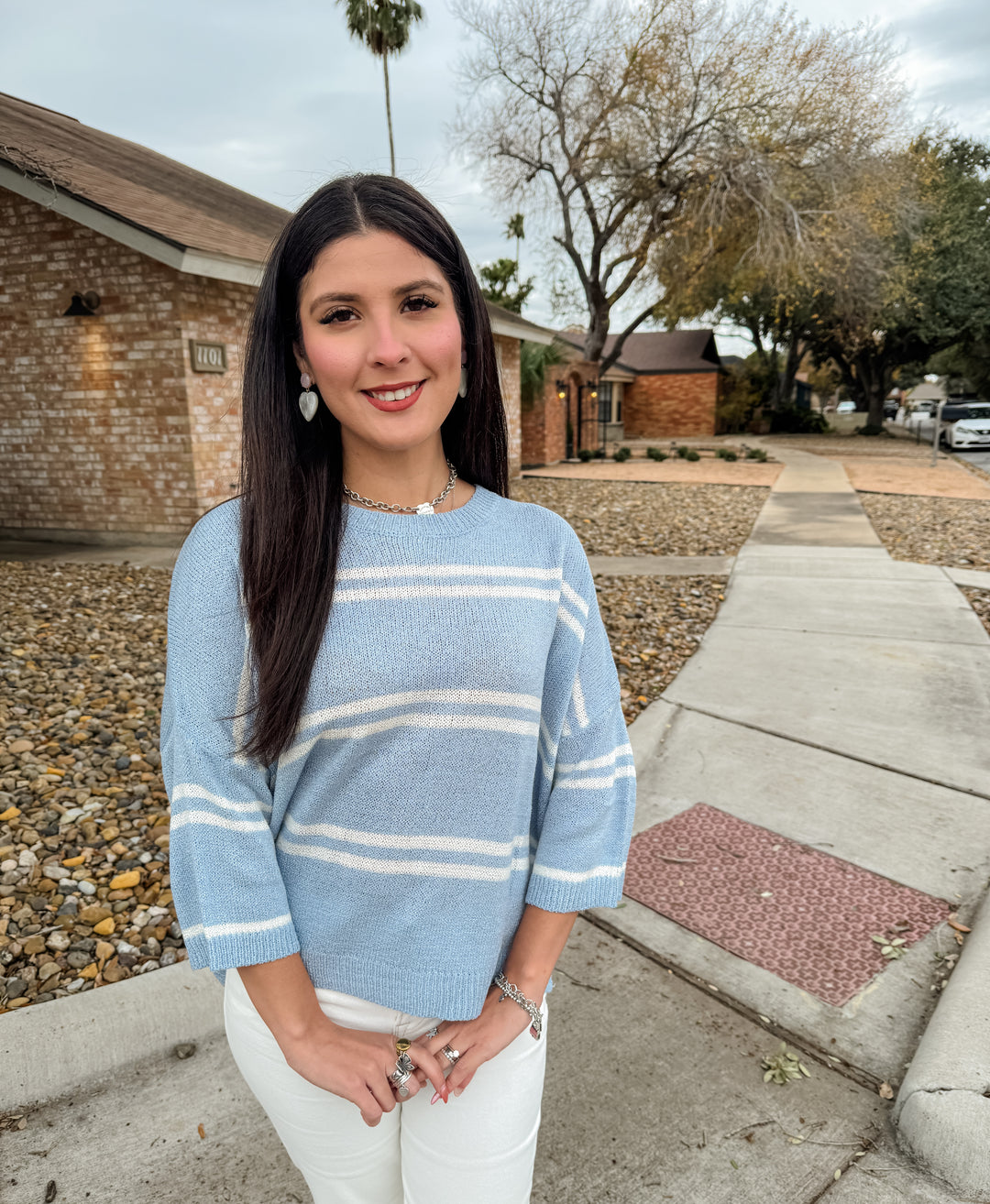 The Dora Striped Light-Weight Sweater Blouse