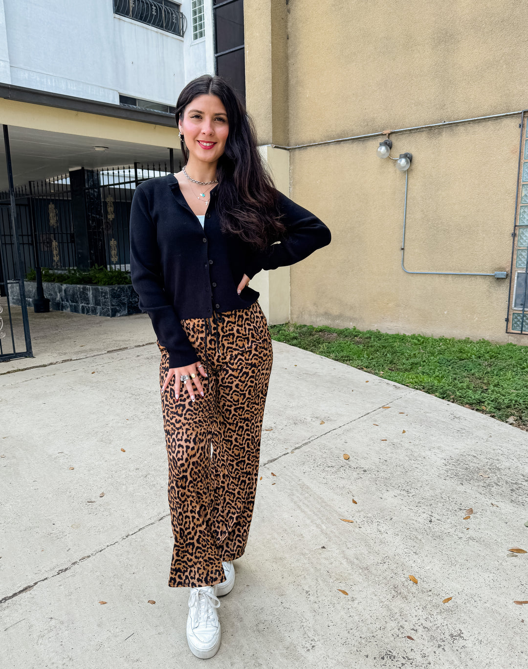 Carmen Drawstring Wide Leg Pants - Leopard