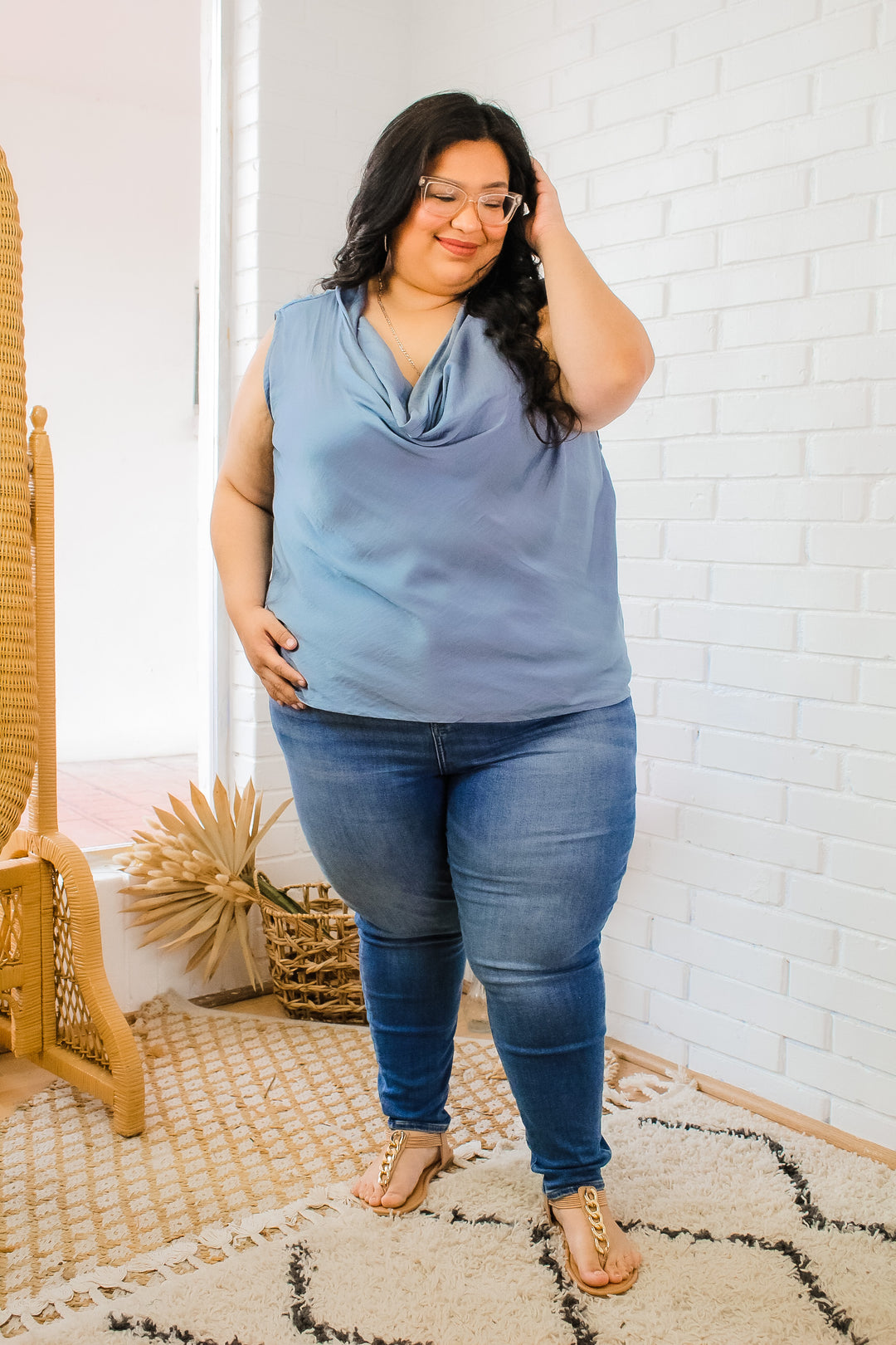 Want It All Blouse - Dusty Blue