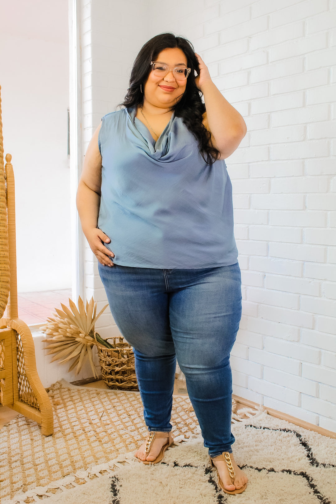 Want It All Blouse - Dusty Blue